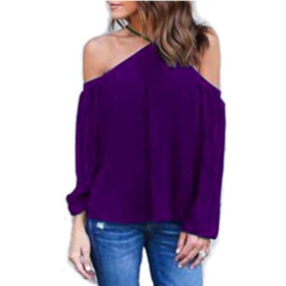 NWT Vemvan cold shoulder purple top size L runs large - Picture 1 of 8